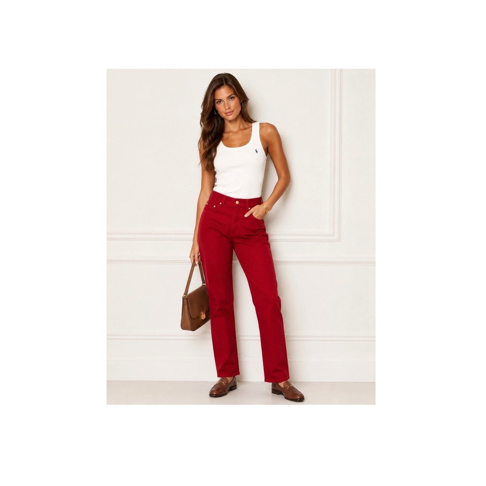 Lauren Ralph Lauren Jeans Co Premium Classic Straight Red Jeans Womens •10• Prep